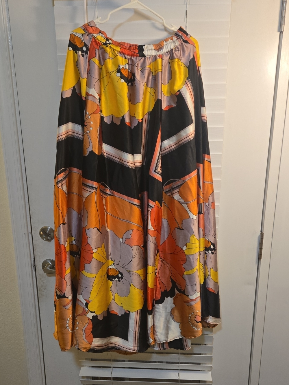 Ashley Stewart Black Multi Floral Maxi Skirt